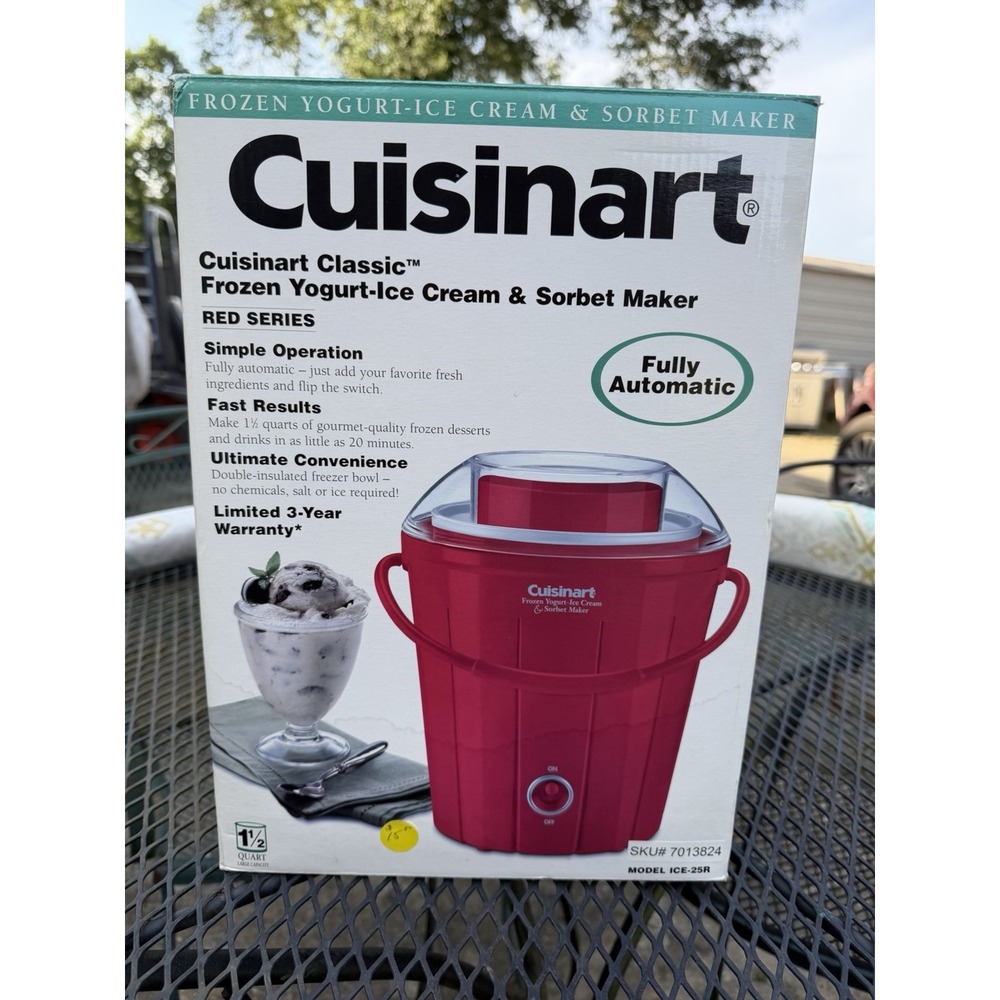 New In Box Cuisinart‎ ICE-20R Frozen Yogurt Ice Cream & Sorbet Maker Red Series